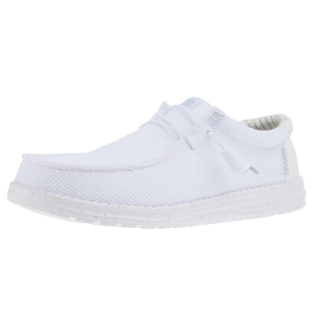 Hey Dude Mens White Wally Stretch Mesh Casual Shoe