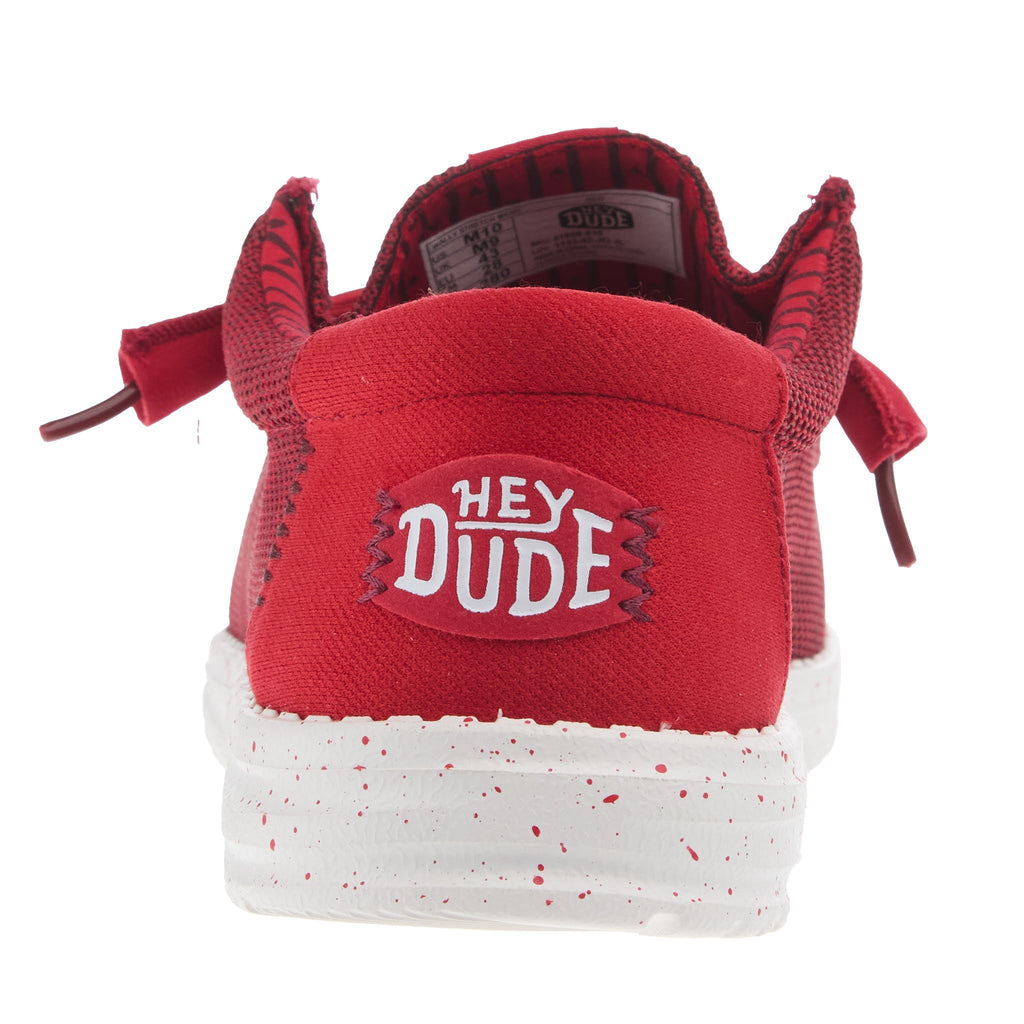 Hey Dude Mens Red Wally Stretch Mesh Casual Shoe